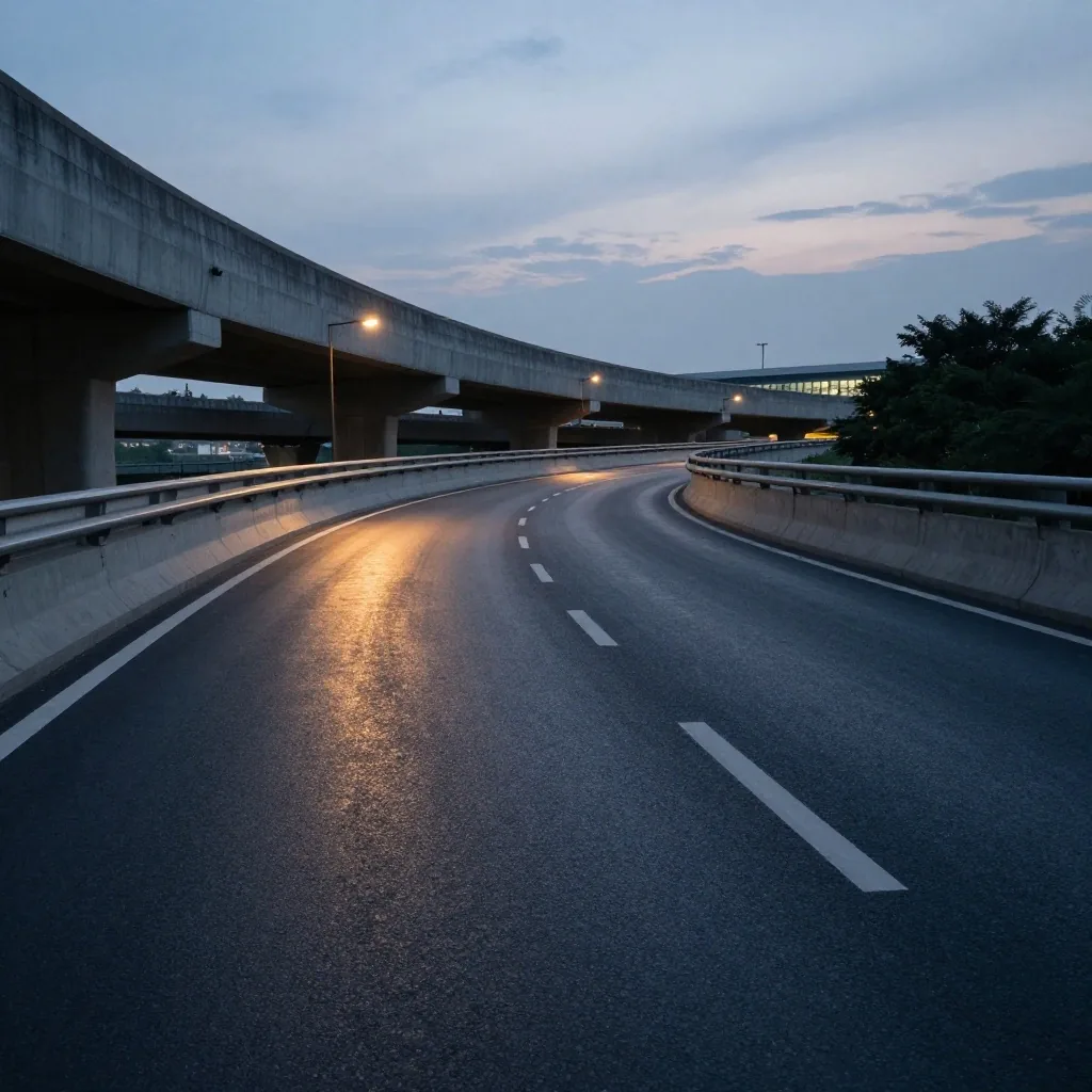 Elevated motorway ramps and gateway road network heading toward Sydney Airport terminals
