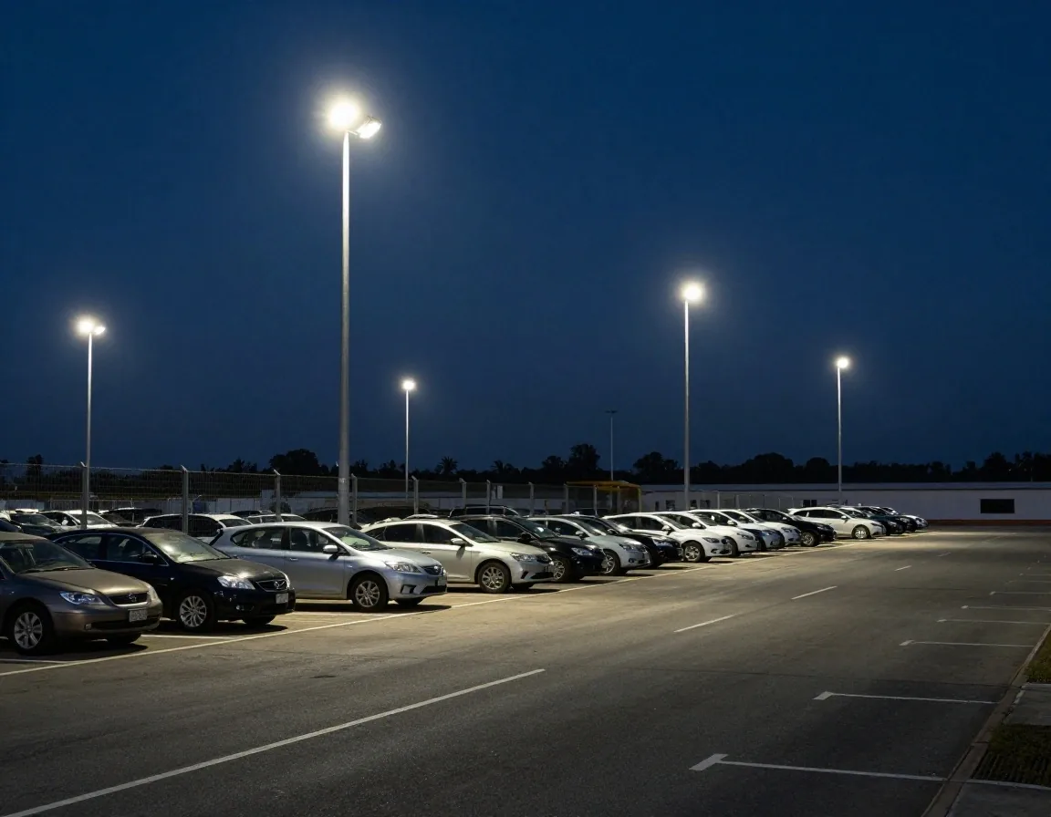 High security perimeter fencing and CCTV floodlights at Mascot long term airport parking
